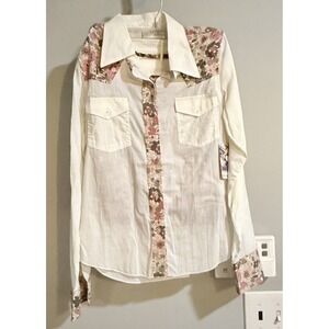 Rip Curl‎ Top & Skirt Set Button Up Floral Long Sleeve Beach Womens Medium New